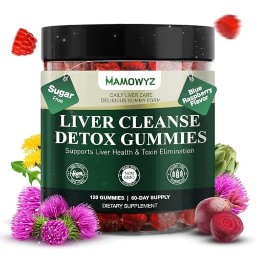 MAMOWYZ Liver Cleanse Detox & Repair - Sugar Free & Vegan Gummies, Milk Thistle Liver Detox Supplement, Supports Liver Detox, Ginger Root, Choline & Dandelion Root, Silymarin Infused, 120 Gummies - Image 1