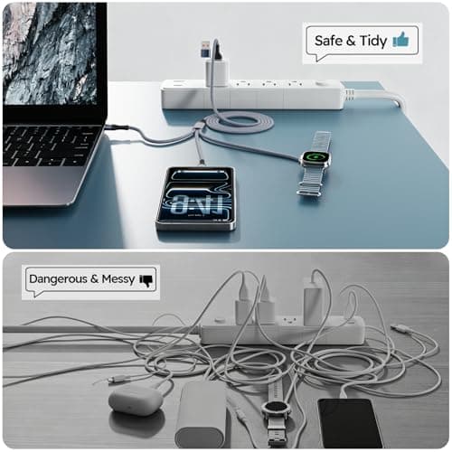 Cruise Essentials 2026, 3 in 2 Multi Charging Cable for iPhone Watch Charger/iPhone 17/IP, iWatch Charger, Travel Camping Essentials Compatible with iWatch 11-2/Ultra/iPhone 17-8,Car (5FT, White) - Thumbnail 5
