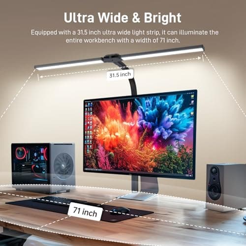 LED Desk Lamp for Home Office, Eye-Caring Desk Light with Clamp, 24W Double Head Architect Task Lamp Stepless Dimming, Flexible Gooseneck Bright Table Lamp for Study Reading Workbench Drafting - Thumbnail 2