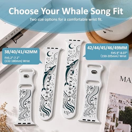 HATILP Whale Engraved Band Compatible with Apple Watch 38/40/41/42mm, Two-Layer Sculpted Ocean Design Soft Silicone Strap for Women, Series 11 10 SE Ultra 9 8 7 6 5 4 3 2 1 - Thumbnail 5