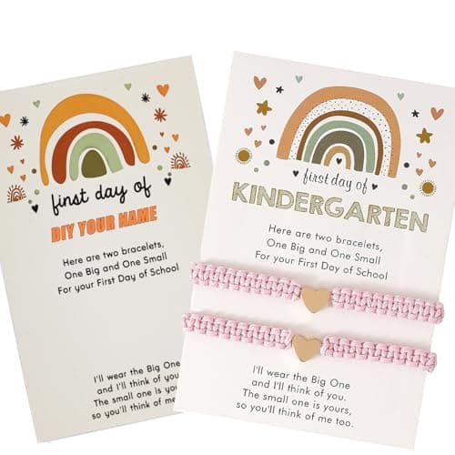 OVIFICEA First Day of Kindergarten Bracelets for Mommy and Me Back To School Gift Matching Bracelets, Mother Daughter Bracelets Pre-K Gifts for Girls Boys, Heart Wish Adjustable Bracelets - Image 1