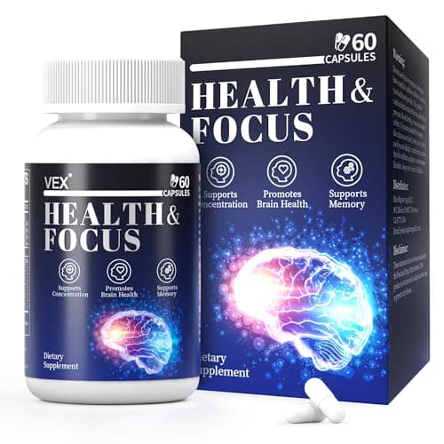 VEX Brain Supplements for Memory and Focus Contain Vitamin B12 folic Acid acetylcysteine Purslane Lion's Mane Mushroom and Ginkgo biloba extracts—for Brain Health 60 Capsules