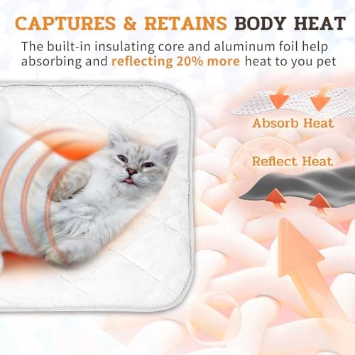 NWK Fluffy Self Warming Cat Mat, Cat Blanket, Thermal Dog Mat, Washable, Non-Slip Bottom for Sofa & Crate & Kennel & Car Seat (Creamy White, X-Large (45'' X 28'' X 0.4'')) - Thumbnail 2