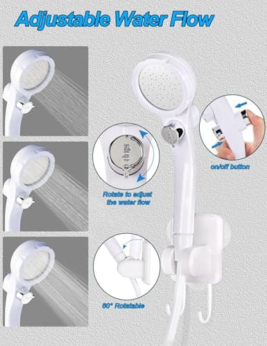 innhom Portable Camping Shower, 6000mAh Rechargeable Camp Shower Pump with LED Display, IPX7 Waterproof & 2 Spray Modes Electric Outdoor Shower for Hiking, Travel, Pet Bathing and Car Washing - Thumbnail 5