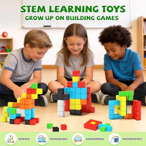 Hiwawind 40pcs Magnetic Blocks -Ideal Gifts for 3 4 5 6 Year Old,STEM Learning Toys for 3-5 Year Old Boys & Girls, Safe & Strong Building Blocks with ASMR Sounds,Classroom Must Haves - Thumbnail 5