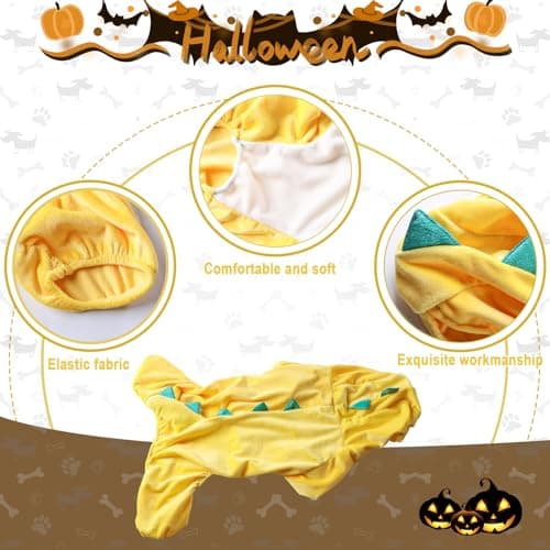 NACOCO Halloween Dog Dinosaur Costume - Pet Clothes Design Hoodie Yellow for Medium & Large Dog(Yellow, L) - Thumbnail 2