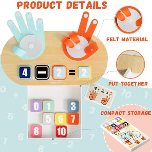 TOP BRIGHT Preschool Number Blocks Counting Toy for Toddlers 3-5 Year Old Boys Girls, Montessori Math Manipulatives, Educational Learning Gift with Storage Box - Thumbnail 5