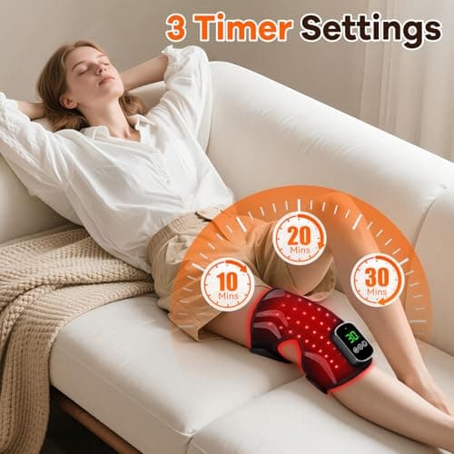 Red Light Therapy Knee Brace with Massage, 3 Vibration Knee Massager with 660nm 850nm Infrared Red Light, 5000mAh Cordless Electric Heated Knee Wrap for Knee Joint Elbow, Gift for Men Women - Thumbnail 5