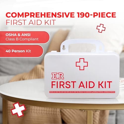 Class B OSHA ANSI Compliant First Aid Kit – Emergency Medical Supplies in Wall-Mountable Plastic Case for Workplace, Office, Home – 190 Piece - Thumbnail 4