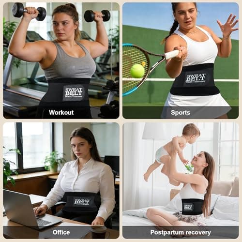 LKV Waist Trainer for Women, Waist Sweat Band, Slimming Waist Trimmer, Stomach Wrap, Body Shaper for Women Black - Thumbnail 5