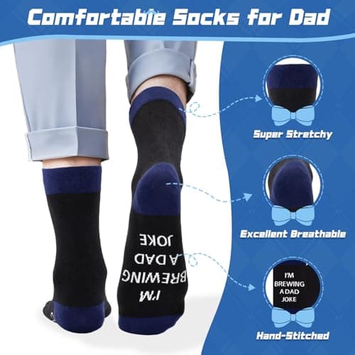 Dalycro Fathers Day Socks Gifts for Dad Husband Grandpa Men Novelty Socks for Dad Perfect for Birthday and Fathers Day (US, Alpha, One Size, Regular, Regular, BlueBlack) - Thumbnail 3