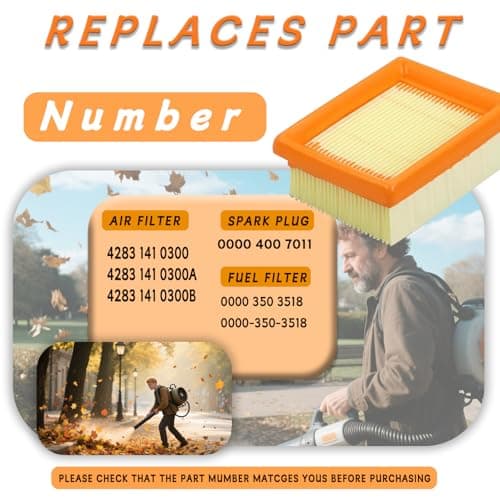 3PCS For Stihl BR800 BR800C BR800X Magnum Backpack Leaf Blower Air Fuel Filter Spark Plug Kit, For Stihl BR800 BR800C BR800X 4283-141-0300 4283-141-0300A 4283-141-0300B 0000-350-3518 0000-350-6202 - Thumbnail 2