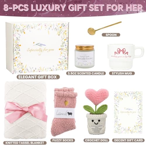 Get Well Gifts for Women Care Package - Surgery Recovery & Chemo Comfort Box, Feel Better Basket for Her After Miscarriage or Illness,Surgery Cancer, Encouraging Self-Care Gift(Pink White) - Thumbnail 2