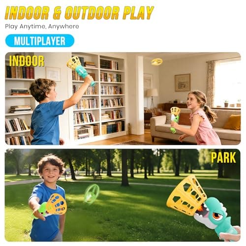 Outside Toys for Kids Ages 4-8 Electric Manual Capture Catching Game for Kids, Automatic Flying Disc Launcher Outdoor Indoor Toy, Chasing Toy for Boys Girls, Perfect Yard Beach Family Game - Thumbnail 6