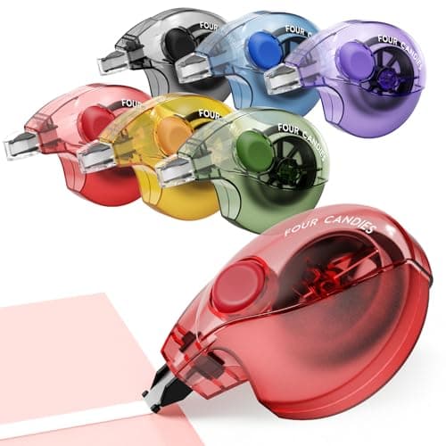 Four Candies Silent Correction Tape, White Correction Tape 6 Pack, 26.2ft, Ergonomic Easy-to-Use Applicator, Fast Clean Instant Corrections, Smooth High-Opacity Tear-Resistant Office & School Supplies - Image 1