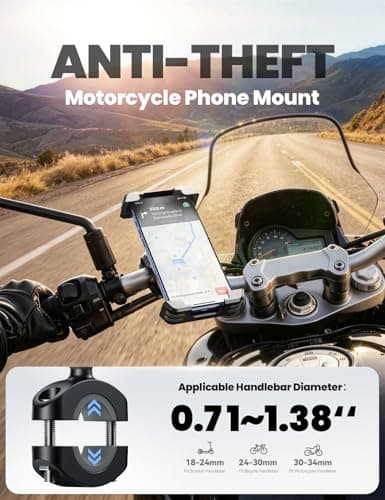 JOYROOM Bike Phone Holder [Hidden Tracker Storage] Phone Holder for Bike [1S Auto Lock] Motorcycle Phone Mount for Bike Bicycle Ebike Accessories Handlebar Phone Mount for All 5.8‘’-7.2" Cell Phones - Thumbnail 6