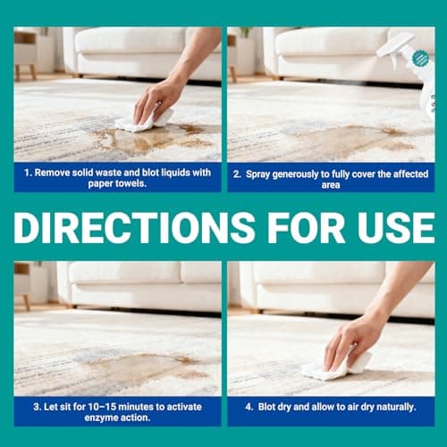 Neathova Stain & Strong Odor Eliminator, Enzyme Cleaner, Pet Odor Eliminator for Home - Carpet Stain Remover for Cats & Dog Pee - Urine Destroyer - Carpet Cleaner Spray Clear (Unscented) - Thumbnail 6