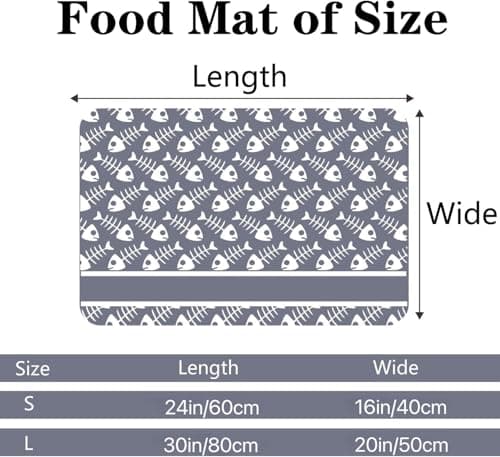 Personalized Dog Cat Food Mat PU Non-Slip at The Bottom Dog Bowl Mat Dog Mat for Food and Water Custom Pet Dog Food Mats for Floors Waterproof (Fish Bone) - Thumbnail 6
