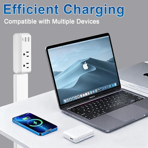 Gbchais Outlet Extender Stick with USB-A & USB-C, 2 AC Outlets, Adjustable 22"-34" Plug Extender, 180° Rotating Wall Outlet Extender for Hard-to-Reach Outlets Behind Sofa, Bed, Desk, Nightstand - Thumbnail 5