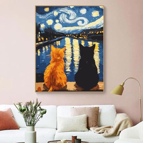 ZRIZQ Paint by Numbers Kit for Adults Beginners,Cat DIY Painting Set,Relaxing Creative Craft Activity,16x20 Inch-Animal 5 - Thumbnail 3