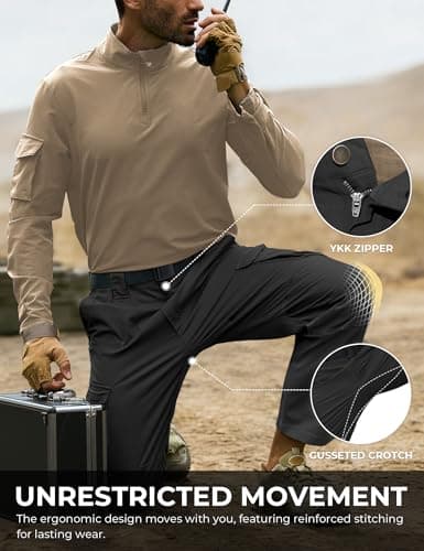 MOURCE Cargo Work Pants for Men Construction - Waterproof Tactical Pants for Men, Black 32L - Thumbnail 6