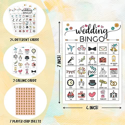 RLCNOT Wedding Party Bingo Game, 24 Players Bingo Game, for Bridal Shower Wedding Shower, Engagement Bachelorette Party, Reception Activity Supplies - 001 - Thumbnail 2