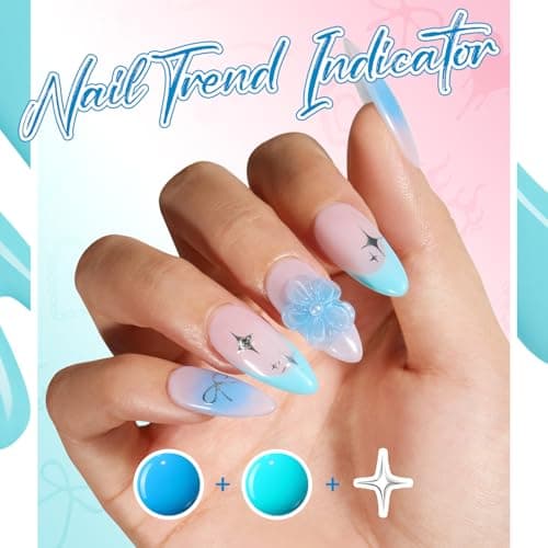 modelones Gel Nail Polish Kit White French Jelly Pink Winter Blue Ocean Gel Polish Set with 10 Pcs Nails Sponge for Ombre & Stickers, 4 Colors Gel Mini Salon Home DIY Trend Manicure Gift for Women - Thumbnail 3