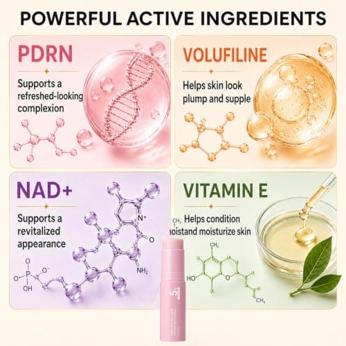 PDRN Pink Collagen Multi Balm Stick – Collagen Plumping Formula with NAD & Vitamin E | Hydrating Non-Greasy Balm for Face Lips Eyes Neck Body, Travel Size 1 Pack - Thumbnail 4