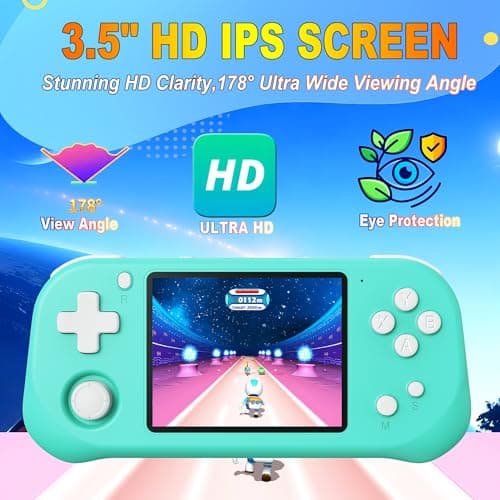 Beijue Handheld Game for Kids with 3.5'' IPS Screen 139 Preloaded 32 Bit Electronic Video Games, Portable Rechargeable Gaming Player Toy for Boys Girls Seniors Gift (Parrot Green) - Thumbnail 3