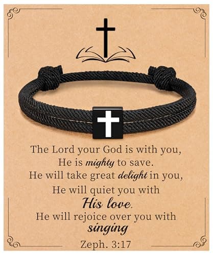 Sistble Easter Basket Stuffers for Teens, Easter Gifts Cross Bracelet Christian Gifts for Men Handmade Braided Rope Bracelet Psalm Bible Verse Jesus Communion Gift for Men Inspirational Jewelry - Image 1