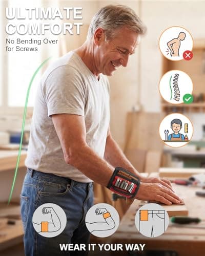 Father Day Gifts from Daughter Wife Son Magnetic Wristband: Men Tool Gifts for Men Him Belt Magnet Wrist for Holding Screws Nails Cool Gadgets Ideas Grandpa Father Day Gifts for Husband Dad Papa - Thumbnail 4
