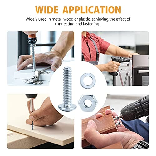 VIGRUE 705PCS #8-32x1/2 to #8-32x2 Machine Screws 8/32 Knob/Pull Screws Bolt Nut Flat Washers Zinc-Plated Steel Phillips Machine Screws Assortment Kit, Cabinet Door and Drawer Screws - Thumbnail 6