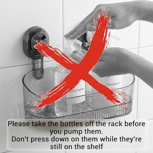 AVOKIHI No-Drill Bathroom Suction Storage Box – Large Capacity & Strong Load-Bearing, Wall Mounted Shower Shelf Caddy, Waterproof Organizer Fits Shampoo Bottles (Transparent) - Thumbnail 6