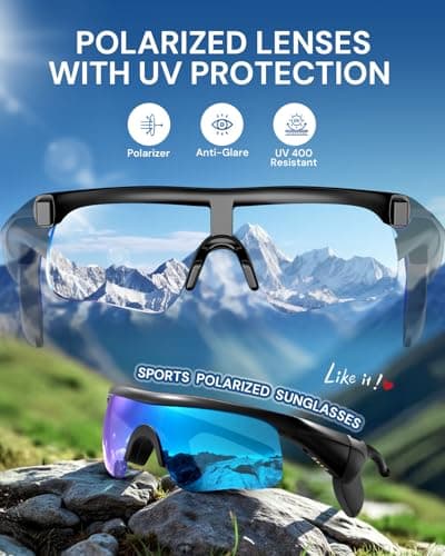NICKLUC Bluetooth Sunglasses for Men & Women - Premium Clear Sound Open Ear Audio Glasses for Running Cycling, Polarized UV400, Anti-Slip Lightweight Comfort - Thumbnail 6