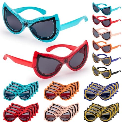 Kids Spider Sunglasses Bulk 24 Pack, Party Favors for Kids Age 3-8, UV400 Protection Sunglasses for Boys Girls, Goodie Bags Stuffers for Birthday/Classroom/Pool Party Supplies, Gifts for Students