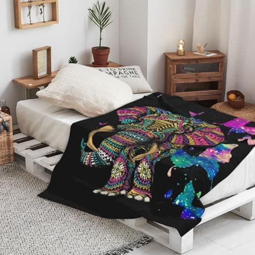 QYEZXA Elephant Throw Blanket Fuzzy, Elephant Gifts for Women Men Girls Boys Kids, Soft Cozy Fleece Blanket Warm Flannel Throws for Couch Sofa Bed Living Room - Thumbnail 5