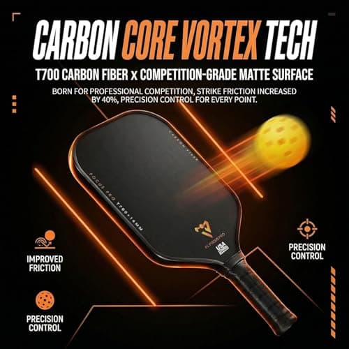 T700 Carbon Fiber Pickleball Paddles, Pickleball Set 16mm Pickle Ball Rackets with CMS Matte Surface Lightweight Honeycomb Core & Durable Edge Guard Protector Larger Sweet Spot - Thumbnail 5