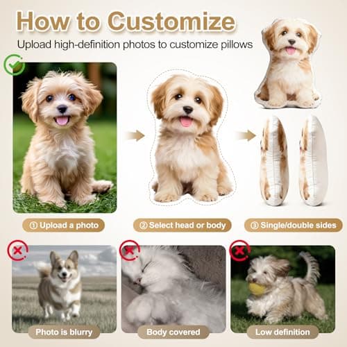 Customizable Photo Throw Pillows, Personalize Your Dog, cat or Couple Photos as Throw Pillows, for Halloween, Christmas, Birthdays. - Thumbnail 6