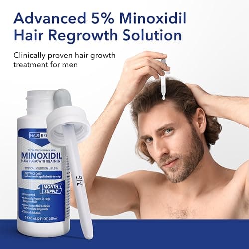 Hair Regen Liquid Minoxidil for Men 5% – Advanced Topical Solution for Regrowth – Growth Treatment for Men Hair Loss 6-Pack as 6-Month Supply Kit - Thumbnail 3