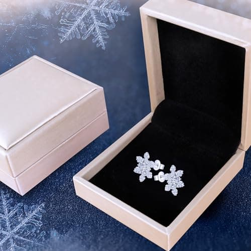 0.5CT Moissanite Snowflake Earrings Brilliant Jewelry for Women D Color VVS1 S925 Sterling Silver 18K White Gold Plated for Mother Love Friend Mother’s Day Birthday Gift for Her - Thumbnail 5
