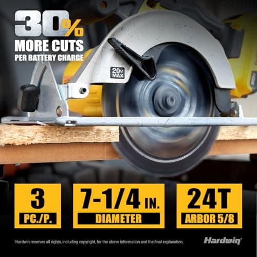 7 1/4 Inch Framing Circular Saw Blade-3Pack, 24T ATB Carbide Teeth, Lightweight for Cordless Saws. Super Thin Kerf for Cutting Wood, Plywood, MDF, OSB, Hardwood, Softwood & More. - Thumbnail 3