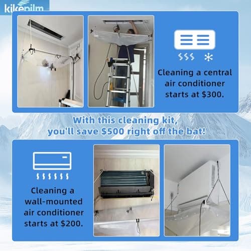 Kikepilm Full Set 20pcsmini Split Cleaning Kit，Mini Split Ac Unit Cleaning Bag(White, Size: 33-122 Cm 15.35-48 Inches - Thumbnail 4
