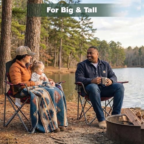 SUNNYFEEL Oversized Folding Camping Chair 800 LBS Heavy Duty for Big Tall People Red Padded Portable Collapsible Chairs with Armrest Cup Holder & Pocket for Outdoor Travel Picnic Camp Sports - Thumbnail 2