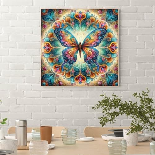 ijbnhd Butterfly Diamond Art Painting Kits for Adults, Full Drill Diamond Paintings for Beginners, Round 5D Diamonds Pictures Gem Art Painting Kits DIY Crafts Kits 14x14in - Thumbnail 4