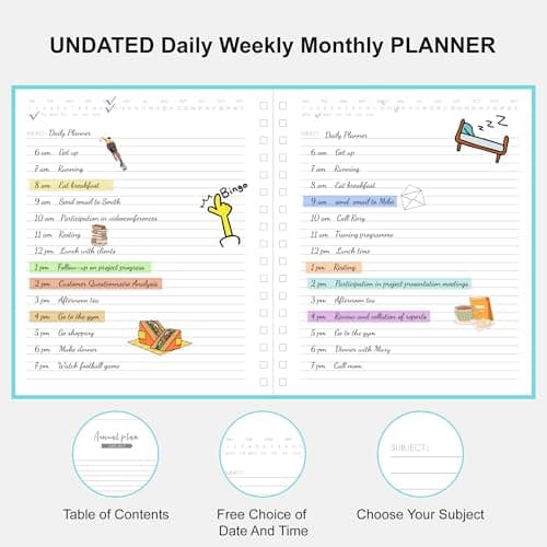 FLYING EAGLE Undated Work Planner, Blue Teal, 8.3" x 9.3" - Thumbnail 6