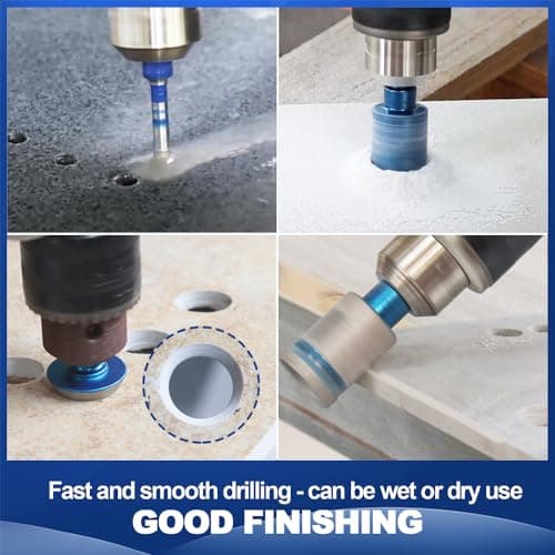 Diamond Core Drill Bit Set - BRSCHNITT Diamond Hole Saw Kit for Porcelain Tile Ceramic Marble Granite Drilling Triangle Shank（6/8/10/25/32/35/50mm&20 Finger bit&35 Chamfer bit）. - Thumbnail 4