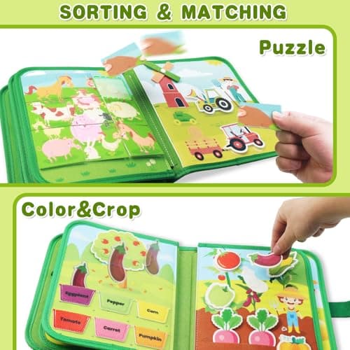 Teekdeer Busy Book for Toddlers 1-3 - Montessori Toys Busy Book for 1 Year Old Educational Learning Quiet Activity Books Airplane Toddler Travel Toys Birthday Gift - Thumbnail 5