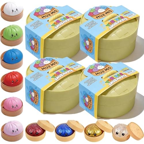 Vimilove Glitter Dumpling Squishy Set - Colorful Sensory Stress Relief Collections, Random Squishy Gift Box with Sparkly Dumplings for Party Favors & Collectibles (Random-4PC) - Image 1
