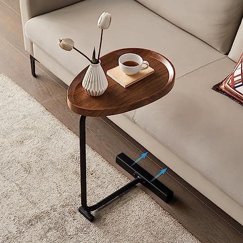 TRUNYAQI C Shaped Side Table, Small C Table End Table for Sofa and Bedside, Couch Side Tables That Slide Under, Wood C Shaped End Table for Bedroom Living Room, 18”L X 12”W - Thumbnail 5