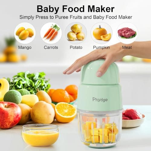 Phydge Baby Food Maker, Green Baby Food Blender, 10oz Baby Food Puree Maker, Food Processor for Baby Foods Fruit Vegetable Meat, 10-Second Quick Soft Food Prep for Baby - Thumbnail 2